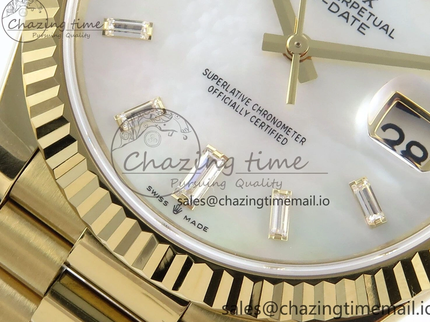 MiroTime 1219 Day Date 40 YG 228238 Noob 1:1 Best Edition White MOP Crystal Dial on President Bracelet A2836 (Gain Weight) Breathable 804